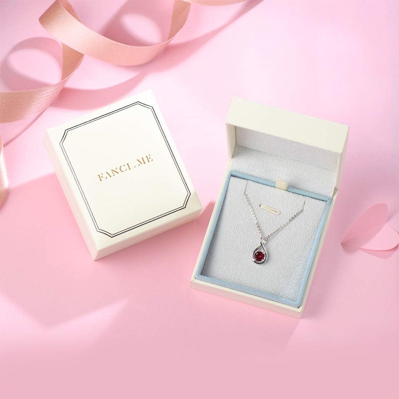 FANCIME Garnet Necklace January Birthstone for Women Sterling Silver Dainty Infinity Pendant Necklace Red Gemstone Fine Jewelry Birthday Anniversary Graduation Gifts for Women Her Mom - Image 5
